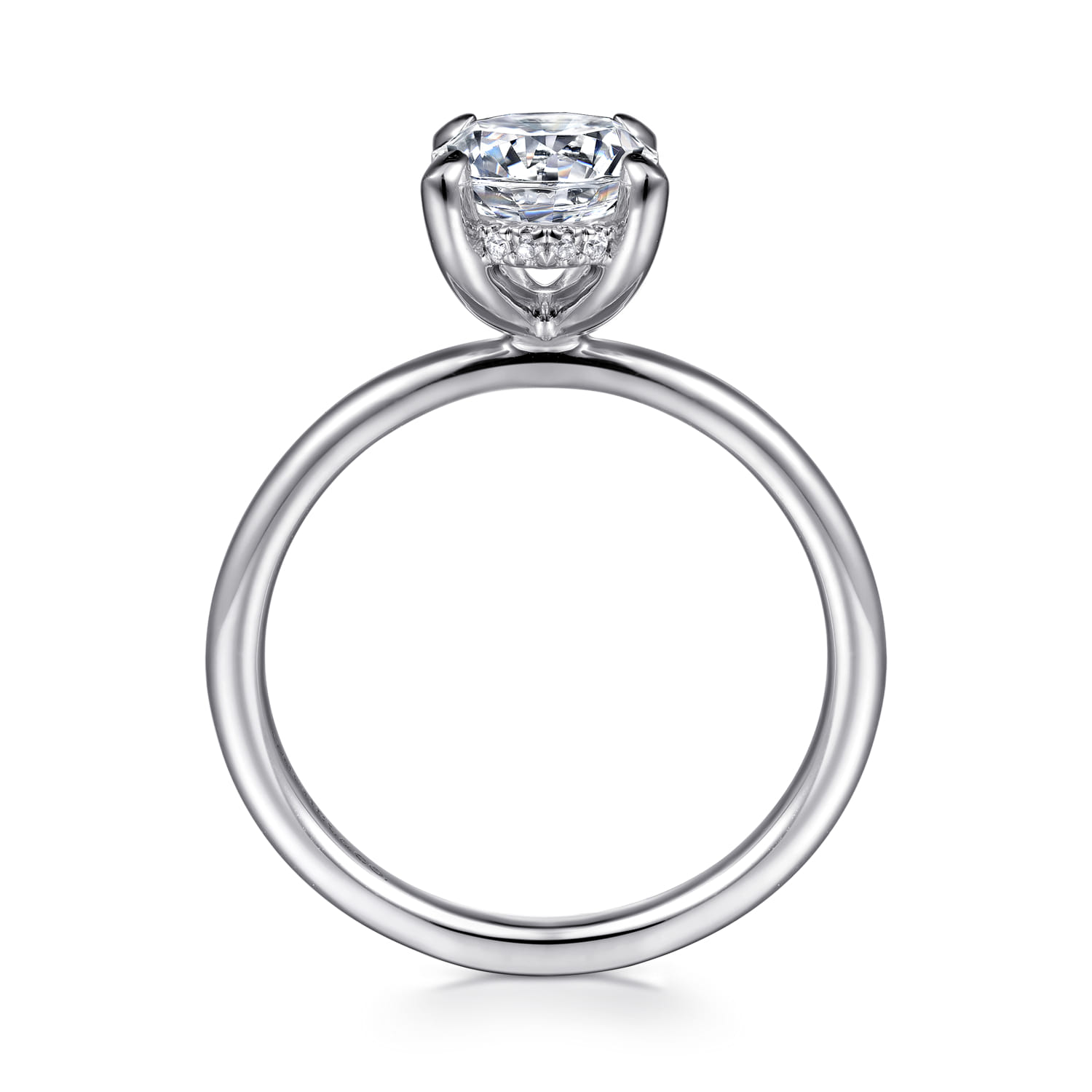 Cari - Platinum Round Diamond Engagement Ring - 0.06 ct - Shot 2