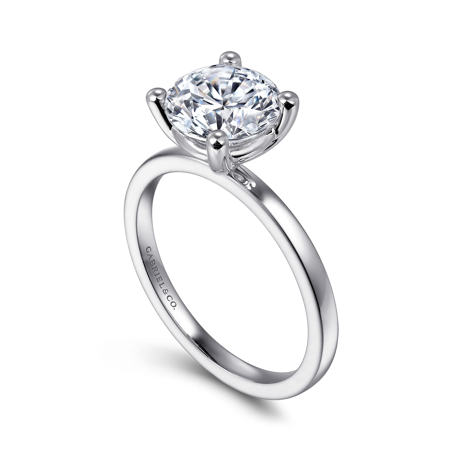Paula - Platinum Round Diamond Solitaire Engagement Ring - Shot 3