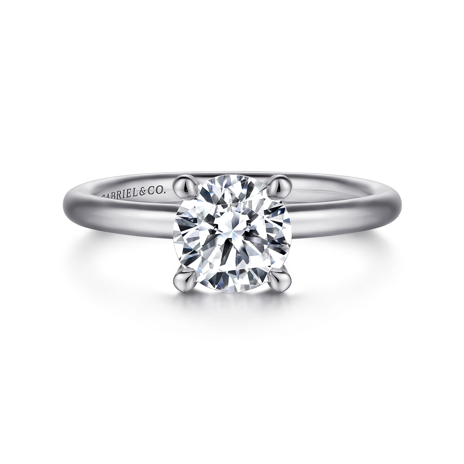 Lark - Platinum Round Solitaire Engagement Ring - Shot 1