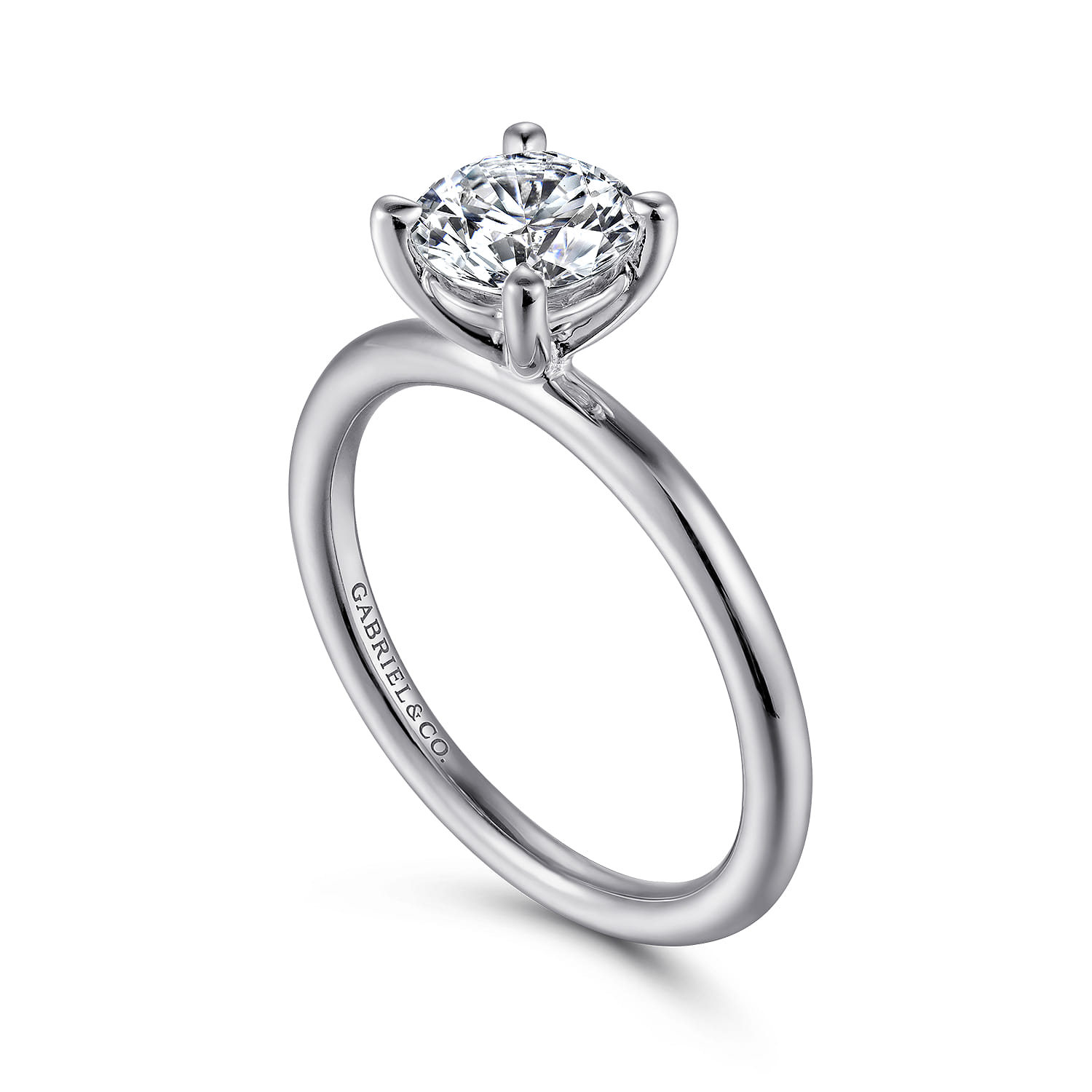 Lark - Platinum Round Solitaire Engagement Ring - Shot 3