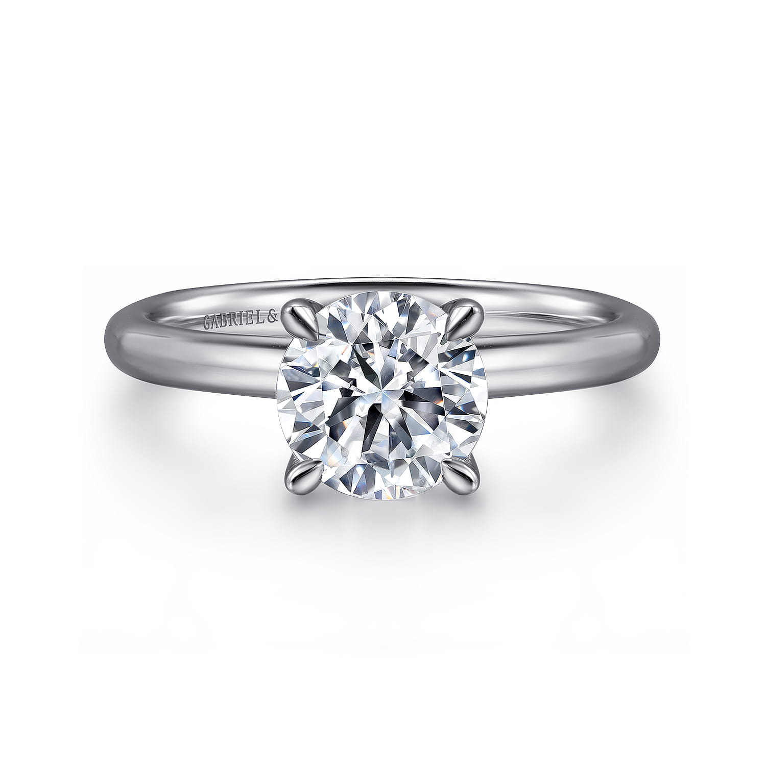 Lark - Platinum Round Solitaire Diamond Engagement Ring - Shot 1