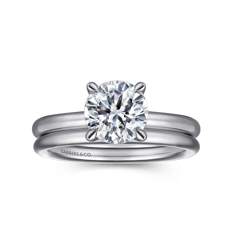 Lark - Platinum Round Solitaire Diamond Engagement Ring - Shot 4