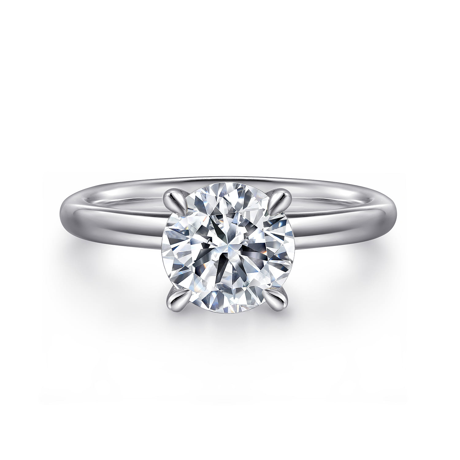 Lark - Platinum Round Solitaire Diamond Engagement Ring - Shot 1