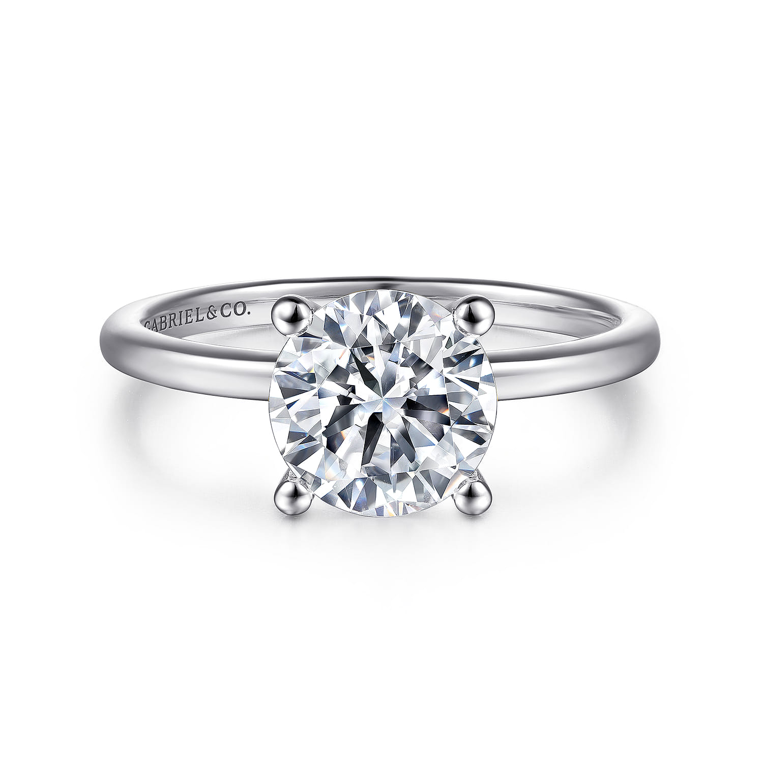 Evelina - Platinum Round Solitaire Diamond Engagement Ring - Shot 1