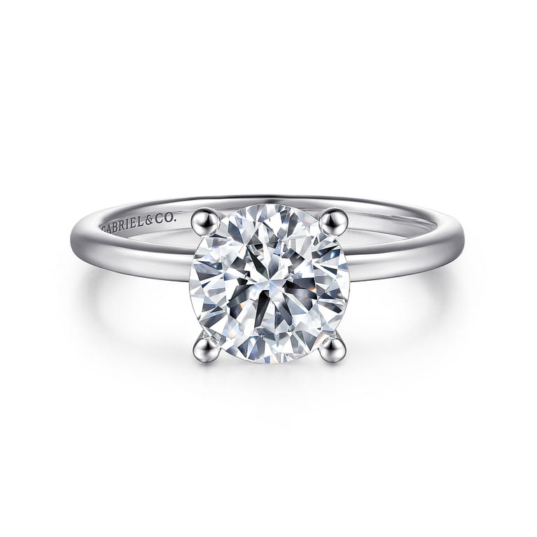 Evelina - Platinum Round Solitaire Diamond Engagement Ring - Shot 1