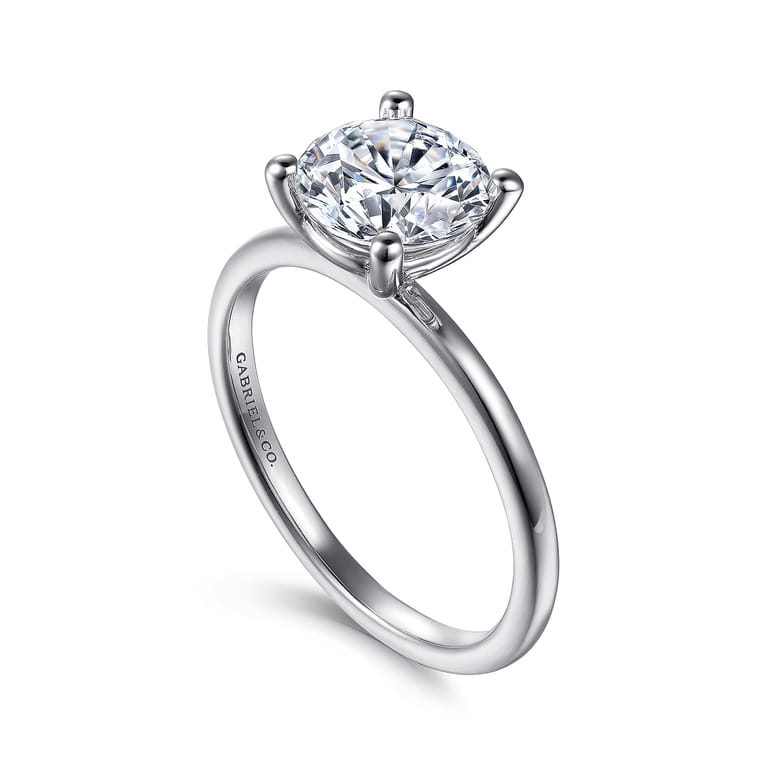 Evelina - Platinum Round Solitaire Diamond Engagement Ring - Shot 3