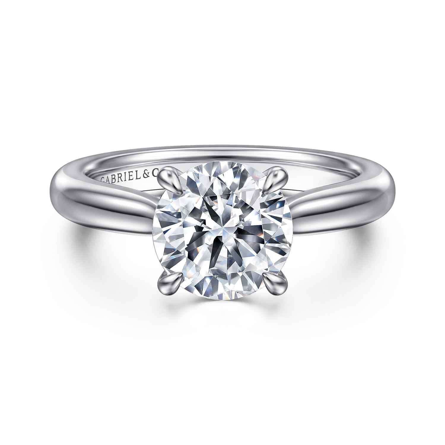 Bena - Platinum Round Solitaire Diamond Engagement Ring - Shot 1