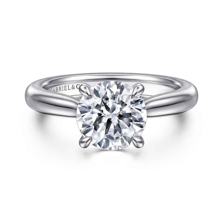 Bena - Platinum Round Solitaire Diamond Engagement Ring - Shot 1