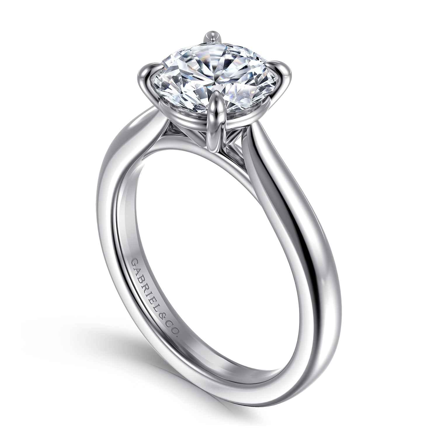 Bena - Platinum Round Solitaire Diamond Engagement Ring - Shot 3