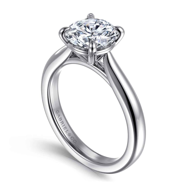 Bena - Platinum Round Solitaire Diamond Engagement Ring - Shot 3