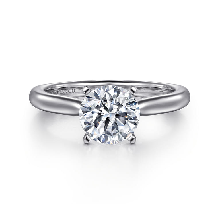 Lauren - Platinum Round Solitaire Diamond Engagement Ring - Shot 1