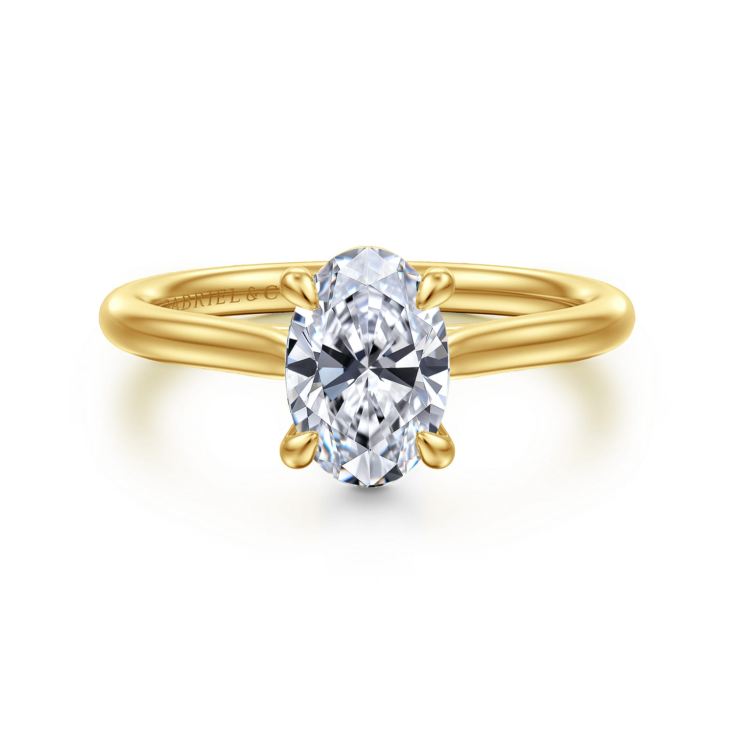 Bena - 14K Yellow Gold Oval Solitaire Diamond Engagement Ring - Shot 1