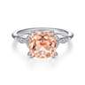 Celia - Vintage Inspired 14K Rose Gold Cushion Cut Morganite and Diamond Engagement Ring - 0.07 ct