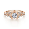 Bryce - Vintage Inspired 14K Rose Gold Split Shank Round Diamond Engagement Ring - 0.19 ct