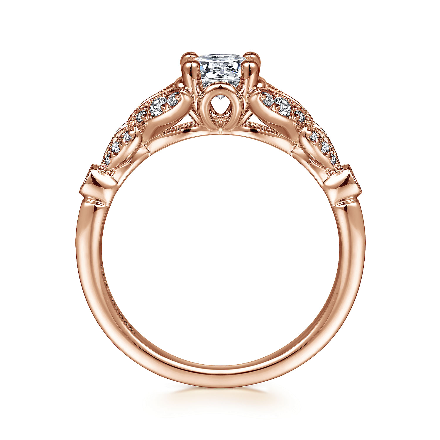 Bryce - Vintage Inspired 14K Rose Gold Split Shank Round Diamond Engagement Ring - 0.19 ct - Shot 2