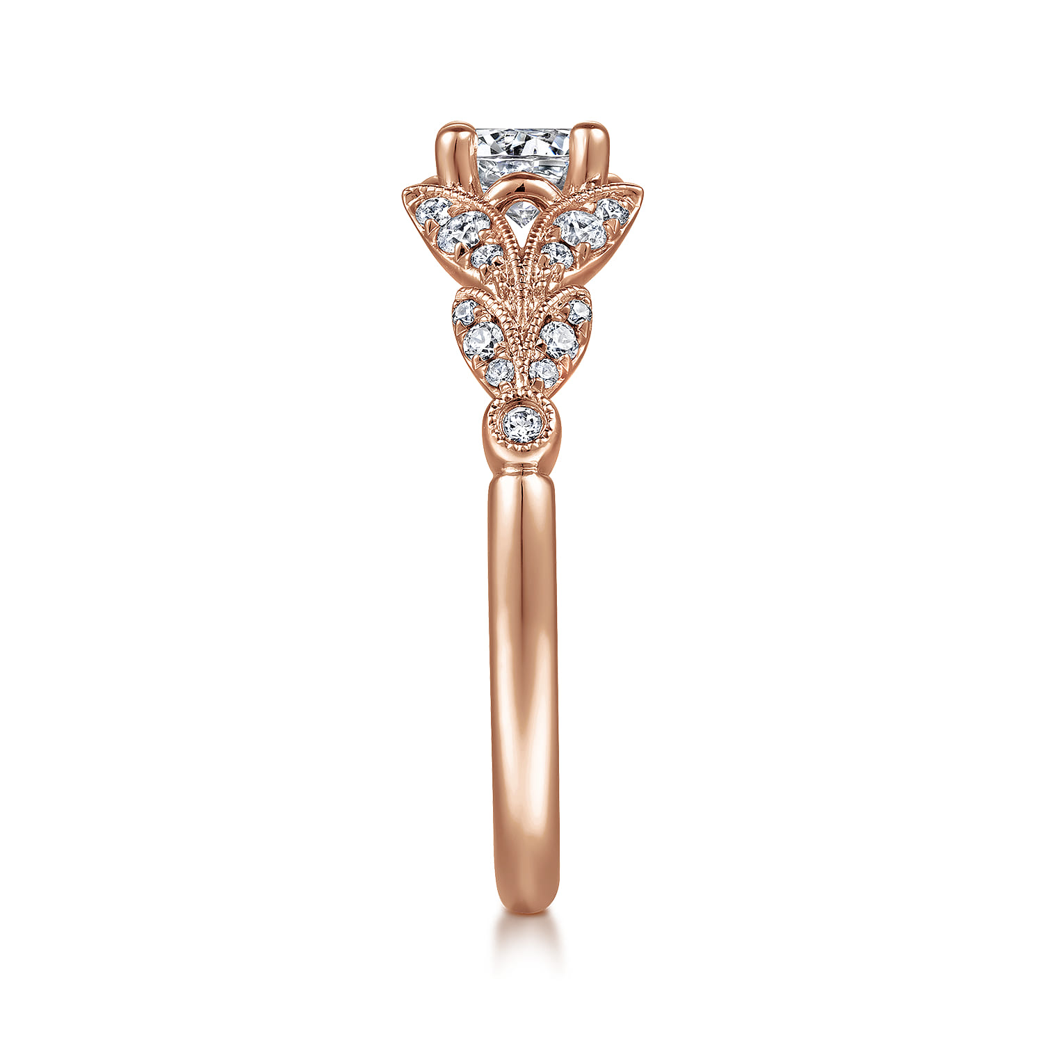 Bryce - Vintage Inspired 14K Rose Gold Split Shank Round Diamond Engagement Ring - 0.19 ct - Shot 5