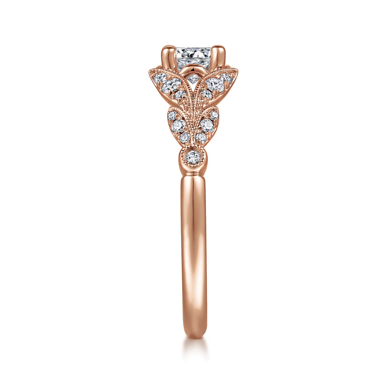 Bryce - Vintage Inspired 14K Rose Gold Split Shank Round Diamond Engagement Ring - 0.19 ct - Shot 5