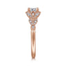 Bryce - Vintage Inspired 14K Rose Gold Split Shank Round Diamond Engagement Ring - 0.19 ct