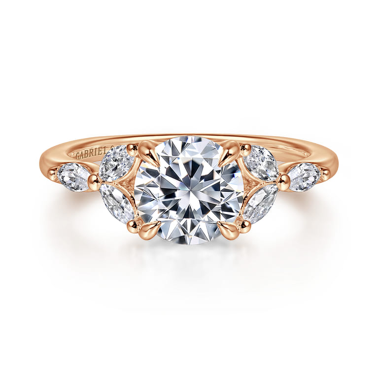 Adella - 14K Rose Gold Round Diamond Engagement Ring - 0.4 ct - Shot 1