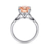 Celia - Vintage Inspired 14K White Gold Cushion Cut Morganite and Diamond Engagement Ring - 0.07 ct