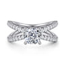 Elite - 14K White Gold Split Shank Cushion Cut Diamond Engagement Ring - 0.55 ct