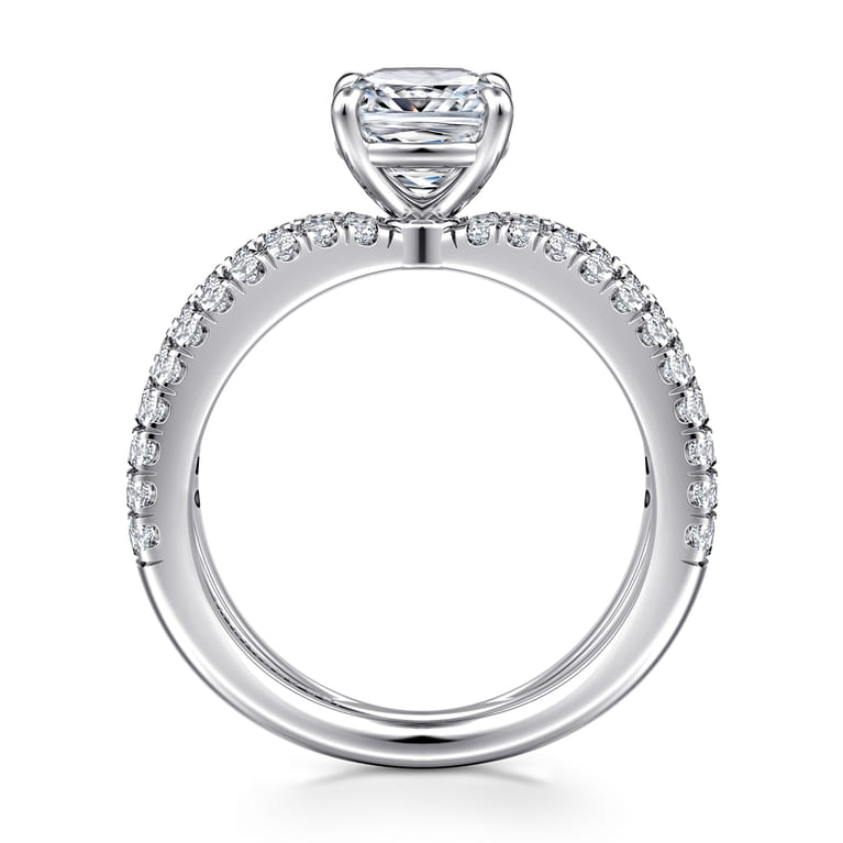 Elite - 14K White Gold Split Shank Cushion Cut Diamond Engagement Ring - 0.55 ct - Shot 2