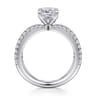 Elite - 14K White Gold Split Shank Cushion Cut Diamond Engagement Ring - 0.55 ct