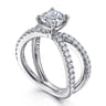Elite - 14K White Gold Split Shank Cushion Cut Diamond Engagement Ring - 0.55 ct