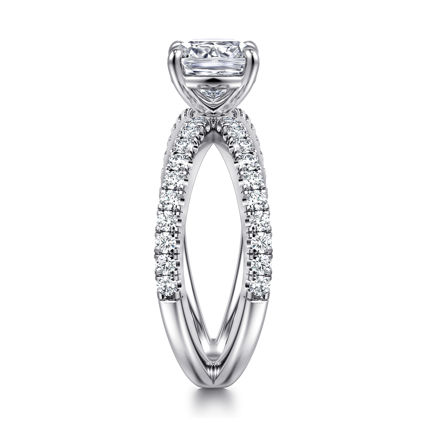 Elite - 14K White Gold Split Shank Cushion Cut Diamond Engagement Ring - 0.55 ct - Shot 4
