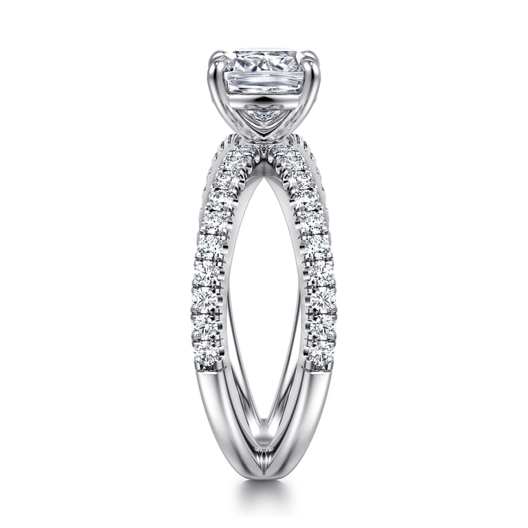 Elite - 14K White Gold Split Shank Cushion Cut Diamond Engagement Ring - 0.55 ct - Shot 4
