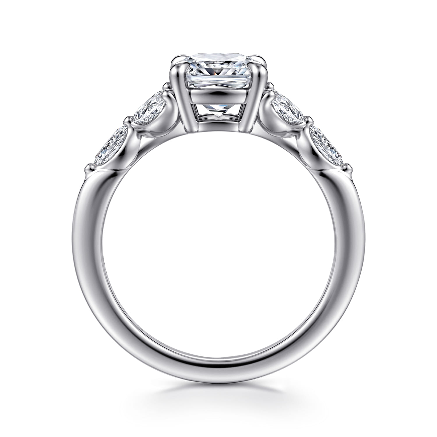 Adella - 14K White Gold Cushion Cut Diamond Engagement Ring - 0.4 ct - Shot 2