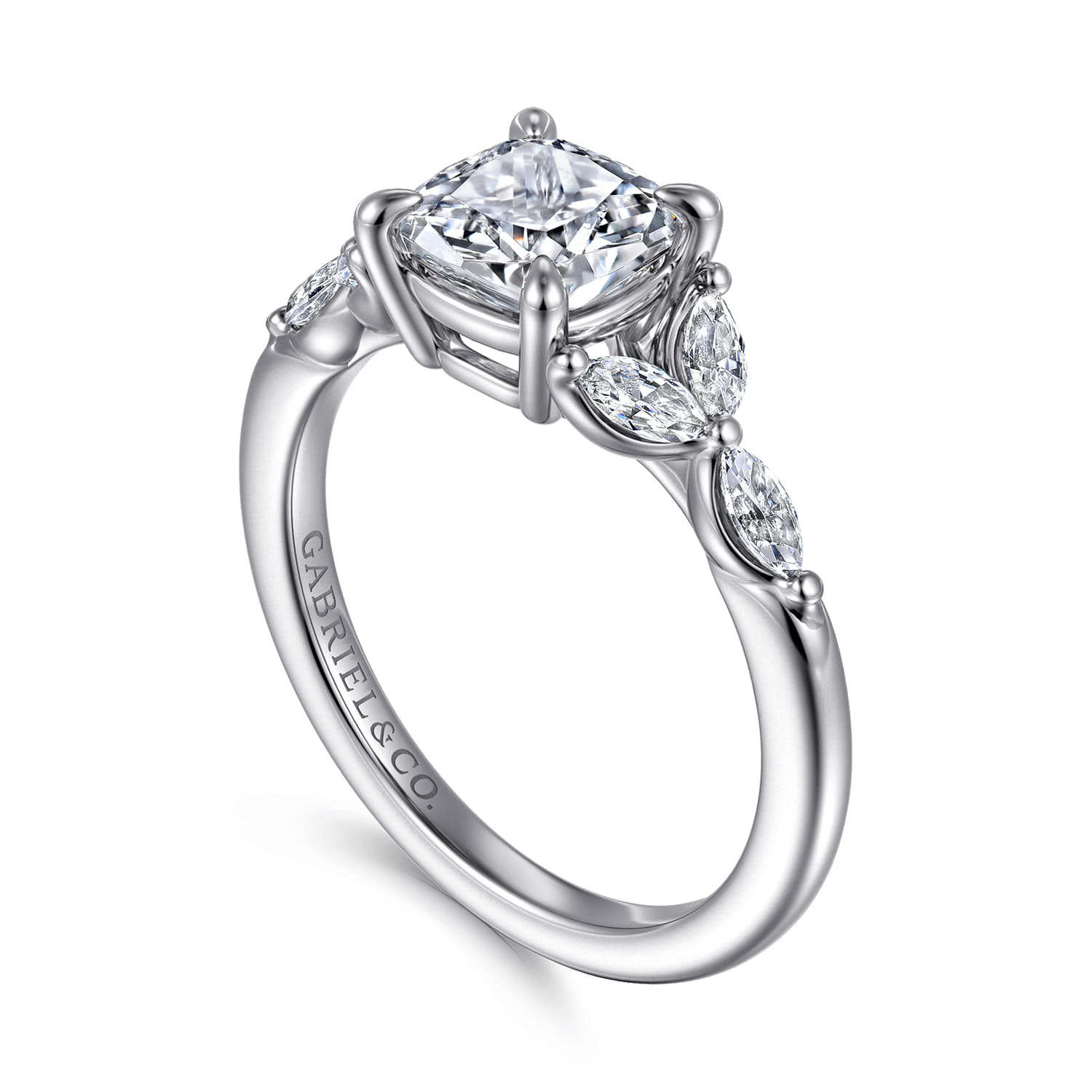 Adella - 14K White Gold Cushion Cut Diamond Engagement Ring - 0.4 ct - Shot 3