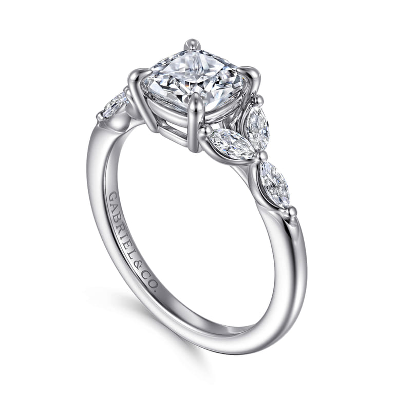 Adella - 14K White Gold Cushion Cut Diamond Engagement Ring - 0.4 ct - Shot 3