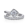 Margo - 14K White Gold Bezel Prong Cushion Cut Wrap Engagement Ring - 0.3 ct