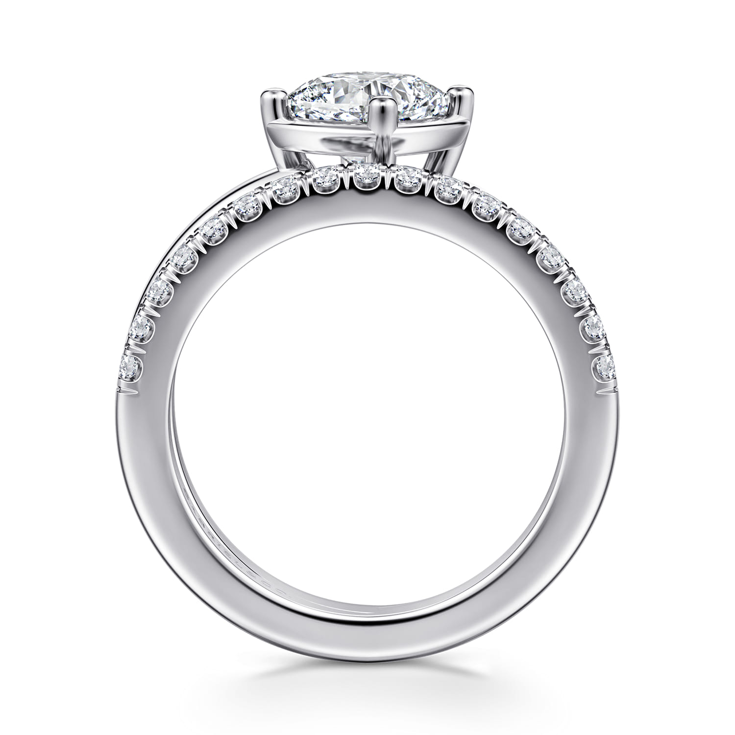 Margo - 14K White Gold Bezel Prong Cushion Cut Wrap Engagement Ring - 0.3 ct - Shot 2