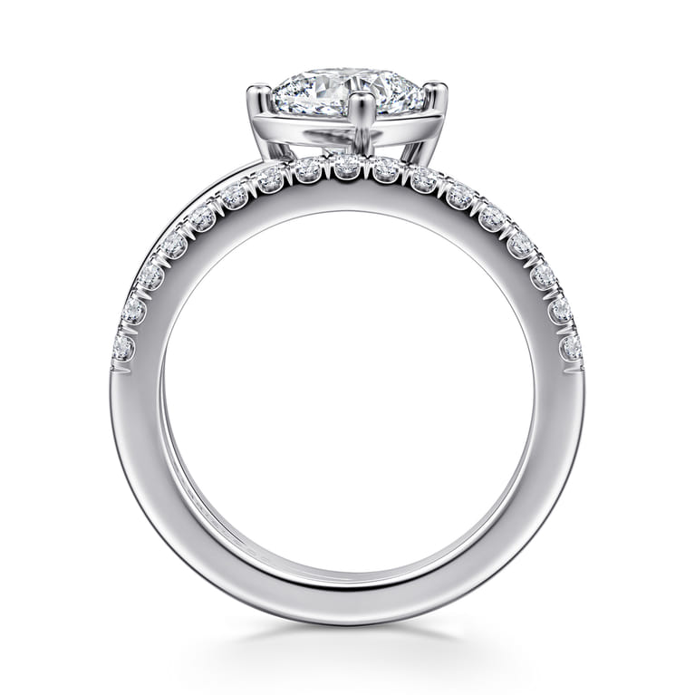 Margo - 14K White Gold Bezel Prong Cushion Cut Wrap Engagement Ring - 0.3 ct - Shot 2