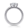 Margo - 14K White Gold Bezel Prong Cushion Cut Wrap Engagement Ring - 0.3 ct
