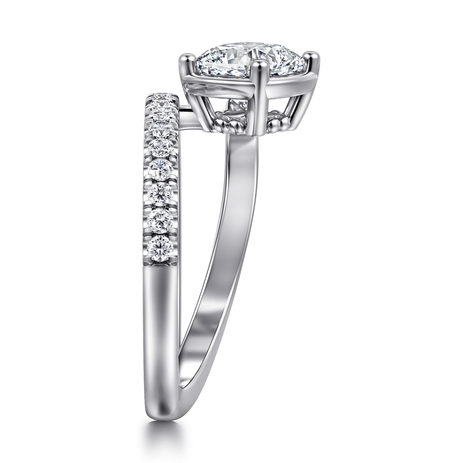 Margo - 14K White Gold Bezel Prong Cushion Cut Wrap Engagement Ring - 0.3 ct - Shot 4