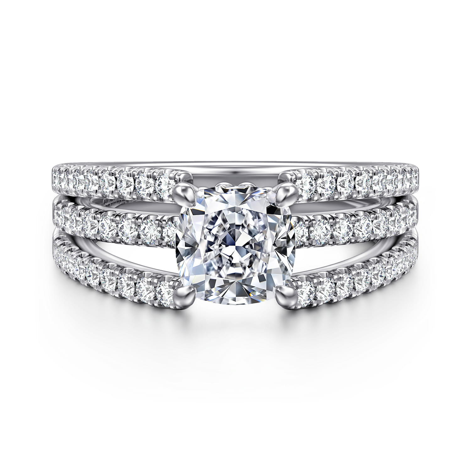 Rivah - 14K White Gold Split Shank Cushion Cut Diamond Engagement Ring - 0.5 ct - Shot 1