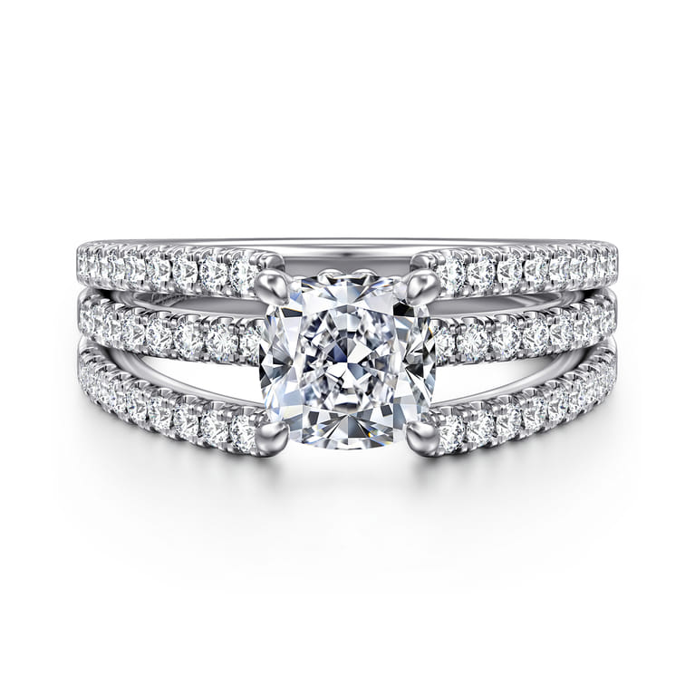 Rivah - 14K White Gold Split Shank Cushion Cut Diamond Engagement Ring - 0.5 ct - Shot 1