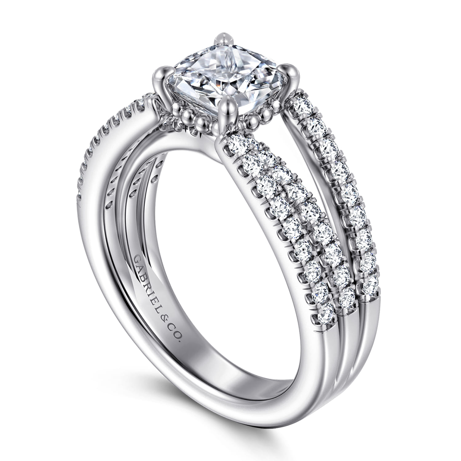 Rivah - 14K White Gold Split Shank Cushion Cut Diamond Engagement Ring - 0.5 ct - Shot 3