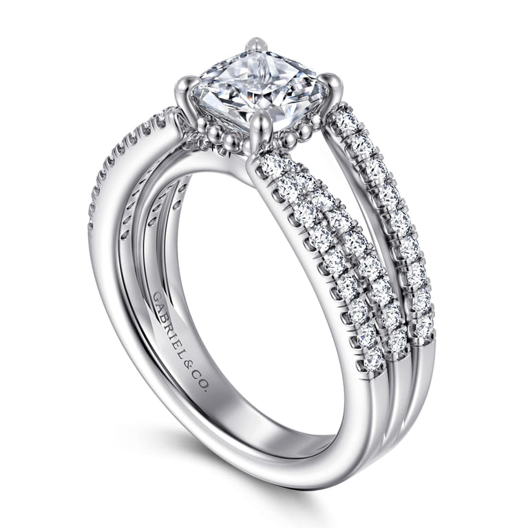 Rivah - 14K White Gold Split Shank Cushion Cut Diamond Engagement Ring - 0.5 ct - Shot 3