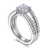 Rivah - 14K White Gold Split Shank Cushion Cut Diamond Engagement Ring - 0.5 ct