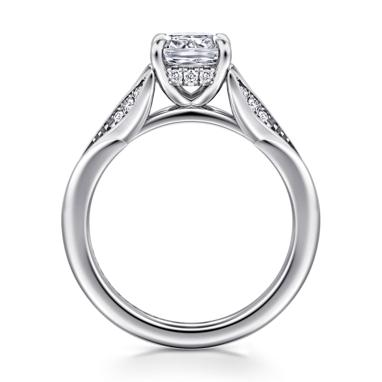 Taye - 14K White Gold Split Shank Cushion Cut Diamond Engagement Ring - 0.16 ct - Shot 2