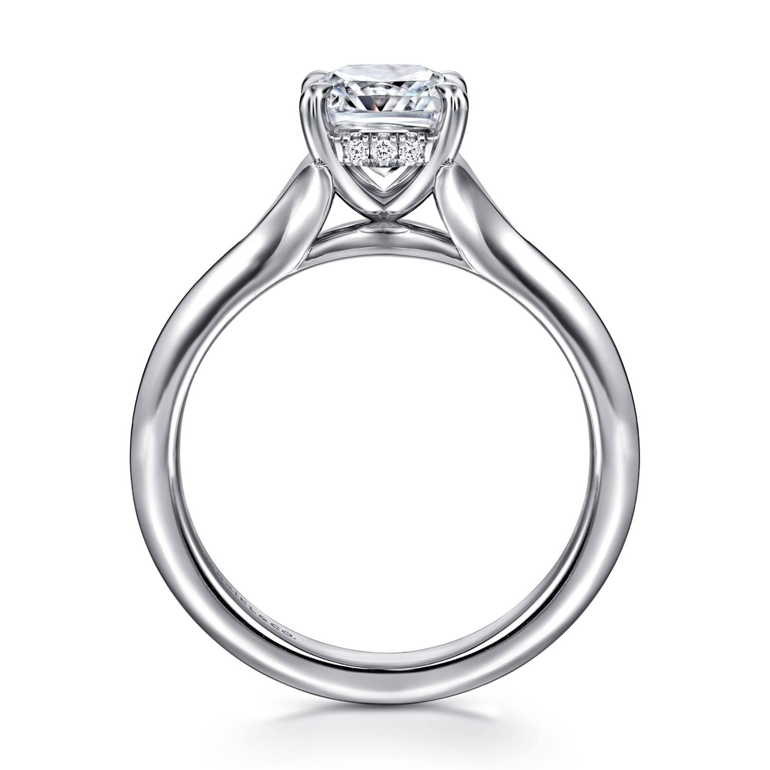 Alden - 14K White Gold Split Shank Cushion Cut Diamond Engagement Ring - 0.05 ct - Shot 2