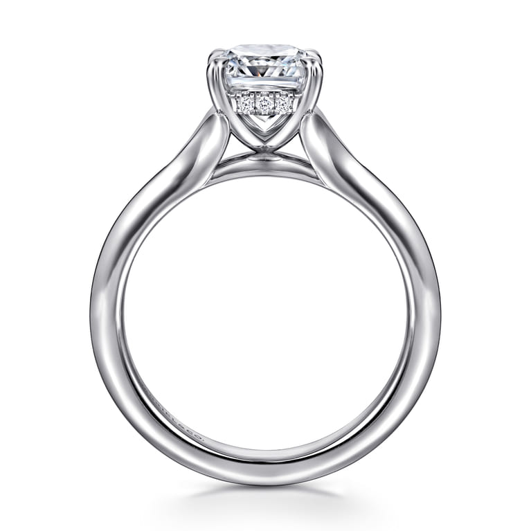 Alden - 14K White Gold Split Shank Cushion Cut Diamond Engagement Ring - 0.05 ct - Shot 2