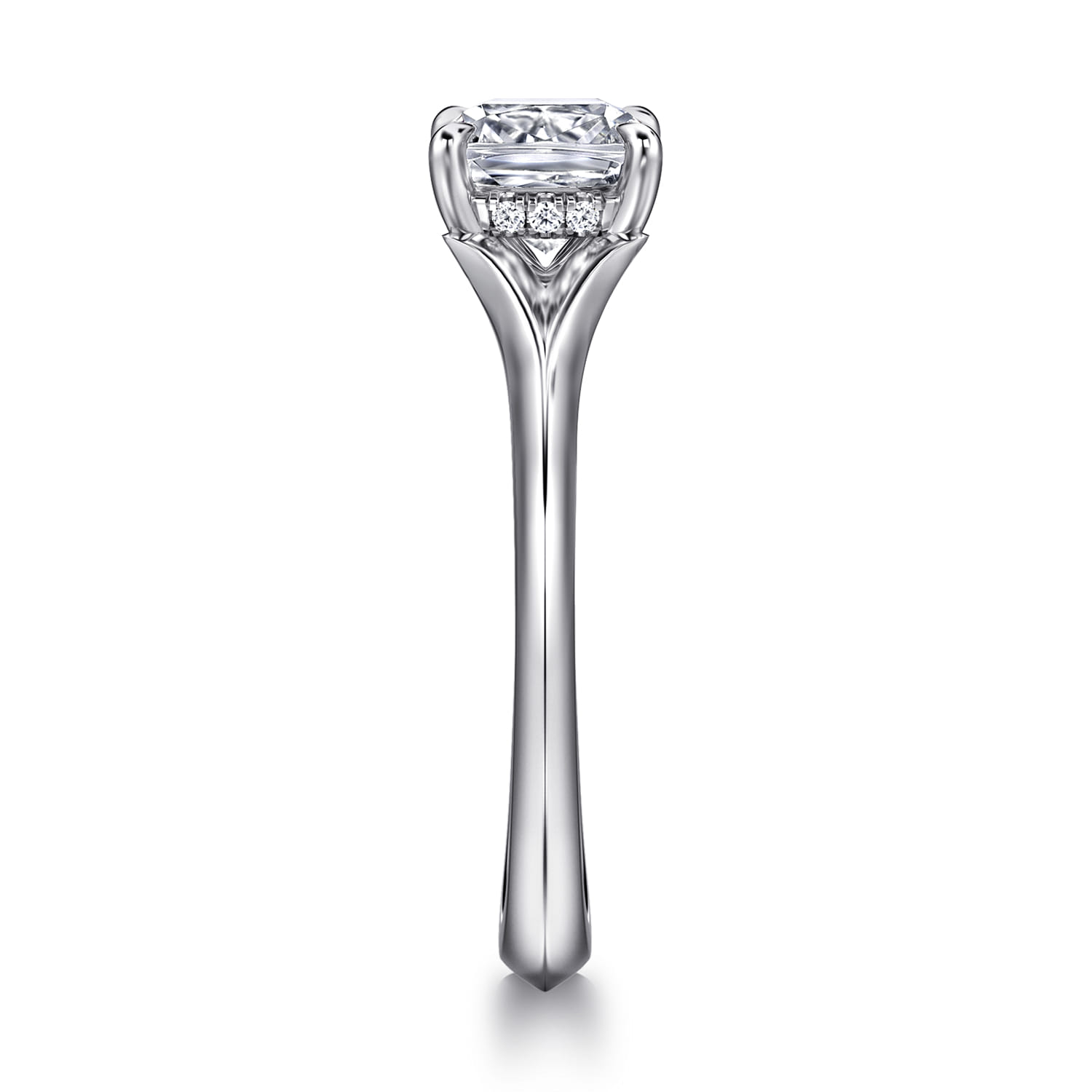 Alden - 14K White Gold Split Shank Cushion Cut Diamond Engagement Ring - 0.05 ct - Shot 4