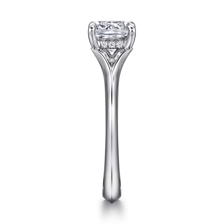 Alden - 14K White Gold Split Shank Cushion Cut Diamond Engagement Ring - 0.05 ct - Shot 4