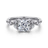 Brigida - Vintage Inspired 14K White Gold Cushion Cut Diamond Engagement Ring - 0.15 ct
