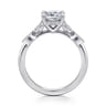 Brigida - Vintage Inspired 14K White Gold Cushion Cut Diamond Engagement Ring - 0.15 ct